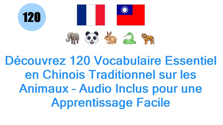 Découvrez 120 Vocabulaire Essentiel en Chinois Traditionnel sur les Animaux – Audio Inclus pour une Apprentissage Facile